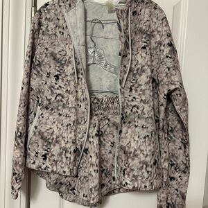 GAIAM Women's Abstract Pattern Jacket and Pants Set - Black, Gray, White